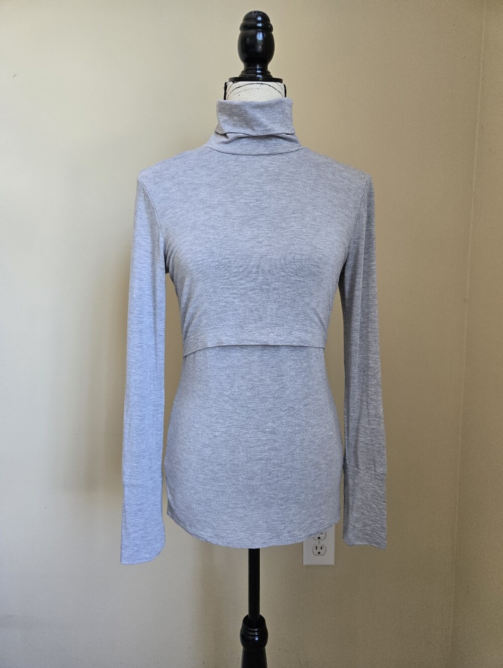 Seraphine Maternity Top Womens S Gray Turtleneck Pullover